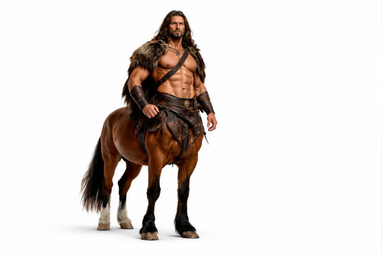 Muscular Centaur Warrior on White Background