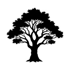 Obraz premium Compact Tree Silhouette Vector Illustration - Small Nature Design for Landscape, Environmental & Botanical Graphics