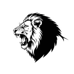 Obraz premium Detailed Roaring Lion Head Vector Illustration - Majestic Wild Animal Portrait Design for Tattoo, Logo & Graphics
