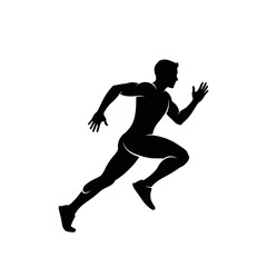 Man Running Fast Silhouette Vector Illustration Dynamic Sport Action Pose Graphics