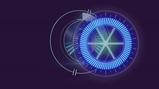 Animation of scope scanning over green and purple glowing shape