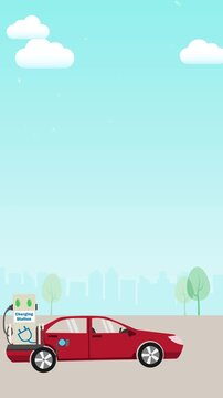 Electric Car Charging  in a Clean, Sustainable Urban Environment Motion Background video