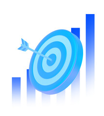 Fototapeta na wymiar 3d Business Success Goal Target Arrow With Growth Graph Png Chart