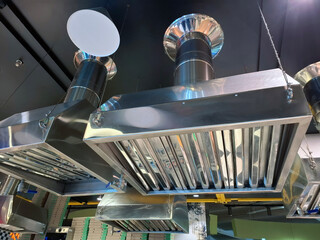 Stainless steel kitchen hoods with ventilation system