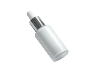 Elegant white glass dropper bottle with silver accents