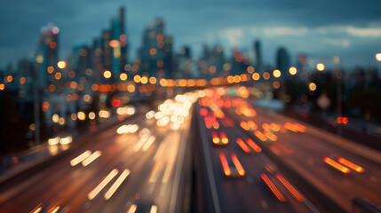 Blurred Evening Traffic on City Highway