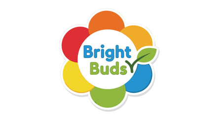 Colorful Flower Logo with Bright Buds Text.