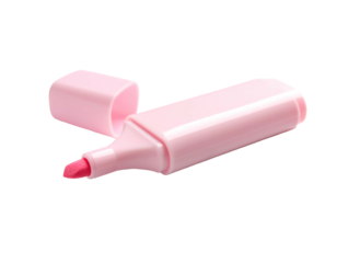 A pastel pink marker with its cap open, isolated on a white background