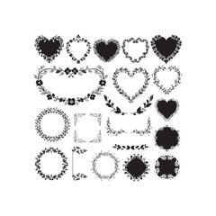 Obraz premium Floral Frame Inspired Mother s Day Silhouette Collection in Solid Black