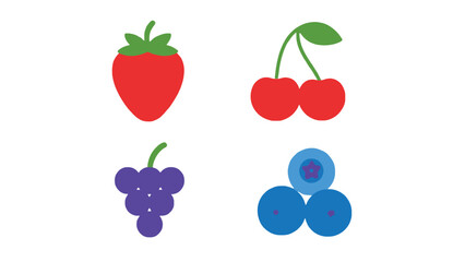 A colorful illustration of various fresh fruits on a white background
