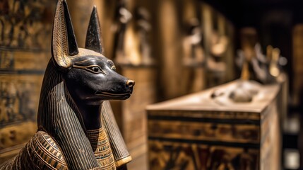 Naklejka premium Ancient Egyptian Artifacts in Museum Display