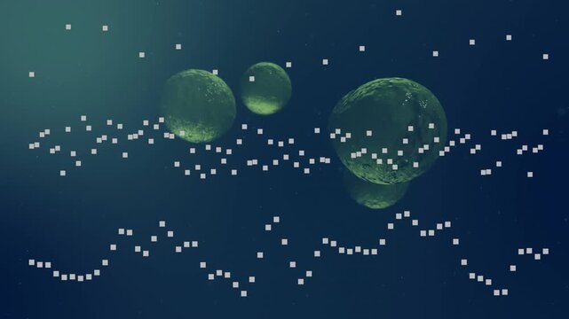 Animation of multiple squares and multiplying human body cells against abstract background