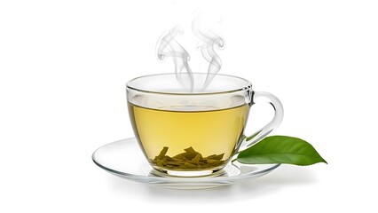 Steaming cup of green tea illustration