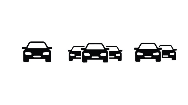 A row of black car silhouettes on a white background