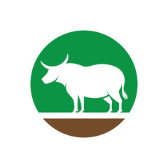 farm and cow milk logo design
