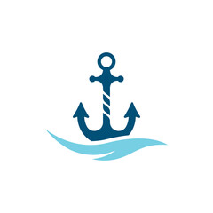Anchor Emblem on Waves