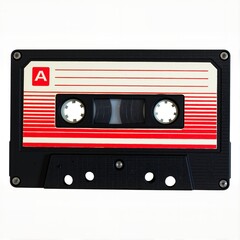 Obraz premium Retro Cassette Tape on White Background