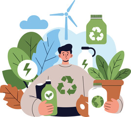 Sustainable Lifestyle Choices And Eco Friendly Living Concept illustration