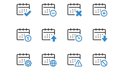 Fototapeta premium A collection of calendar icons with various symbols and markings