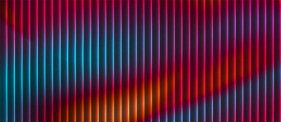 Abstract grainy ribbed glass background in colorful tones with glossy curved texture, vertical light lines and smooth gradient for use in luxury design or digital surface visuals