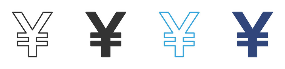 Obraz premium Japanese Yen Currency Icon Set. Money Symbol ¥. Finance, Payment, Vector Illustration.