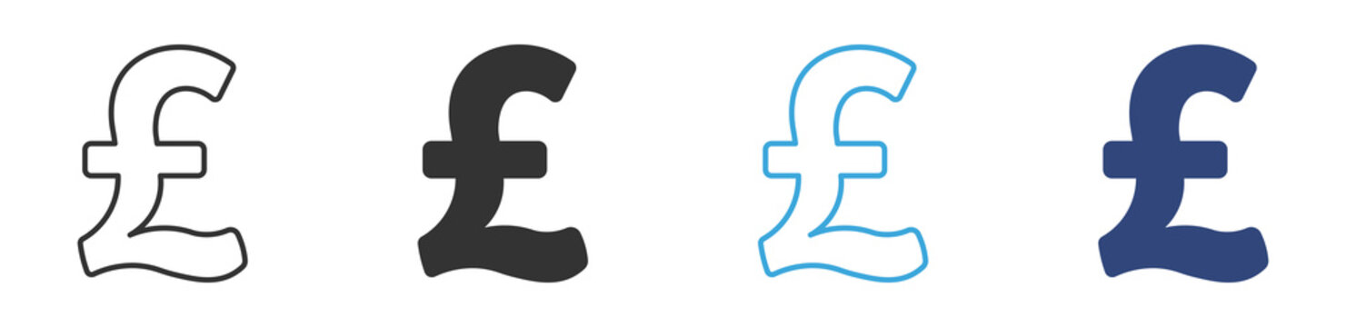 British Pound Currency Icon Set. Money Symbol &pound;. Finance, Payment, Vector Illustration.