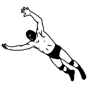 vintage style grappler athlete performing a high-flying move