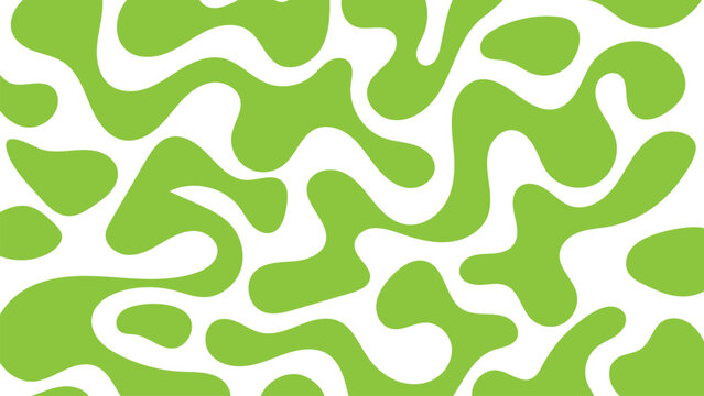 Abstract green organic blob pattern with smooth flowing shapes and playful curves, creating a fresh and modern background for creative design projects.