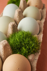 farmer's organic eggs and green carnation