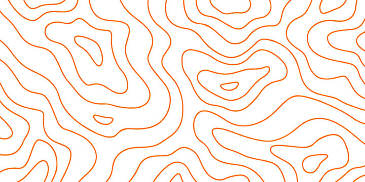 Abstract Orange Topography Pattern With Contour Lines For Background and Design