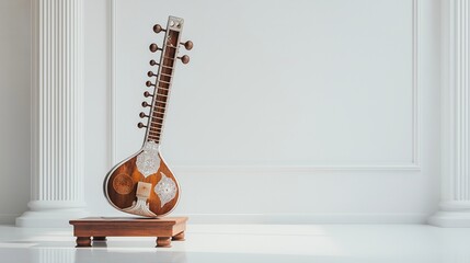 Elegant Sitar Display in Minimalist Setting