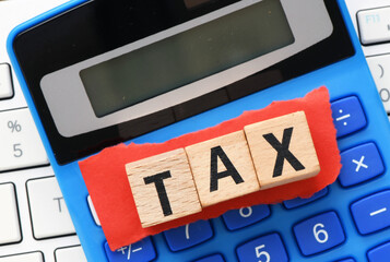 TAX text on wooden cubes. Tax Business Concept .