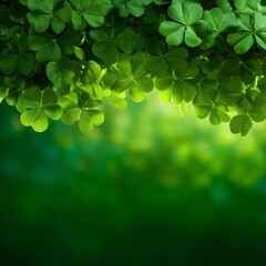 Obraz premium Lush Green Clover Field with Copy Space