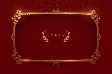 Plakat Golden frame on red pattern background