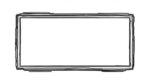A simple black and white vector graphic of a rectangular frame with a rough outline