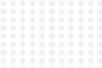 Fototapeta premium Light pink circular floral mandala pattern on a white seamless background.