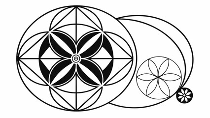 Fototapeta premium A minimalist vector graphic illustration of the Flower of Life, a sacred geometric symbol
