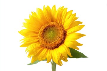 Fototapeta premium Closeup Yellow Sunflower Against White Background