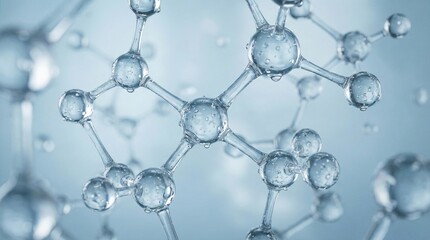 Transparent water molecules floating in clean scientific environment,3D rendering of molecular structure for chemistry,biology,or nanotechnology research