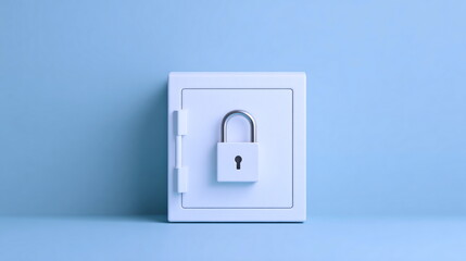 Trust Through Confidentiality Minimalist white metal safe box with secure padlock on the front of the door Confidentiality Restricted Sensitive