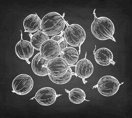Pile of gooseberries chalk sketch.