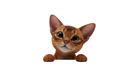 Curious Abyssinian Kitten Peeking Over Edge