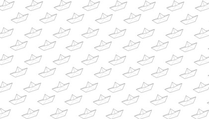 Paper Boat Seamless Pattern Light Gray Outline Minimal Background