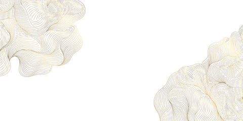 Luxury abstract wave pattern, flowing gold lines on white background, Japanese clouds. Elegant vector design curves, organic shapes, premium card, poster.
