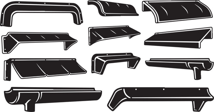 Various black metal bracket designs and shapes collection