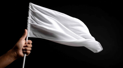 A hand holding a white flag