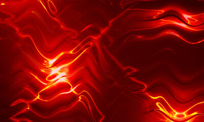 Bright Red Glowing Wavy Light Background with Futuristic Glass Effect