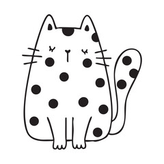 Cute and funny cats doodle line illustration. Cartoon cat or kitten characters design with outline style.