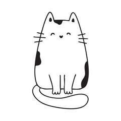 Cute and funny cats doodle line illustration. Cartoon cat or kitten characters design with outline style.