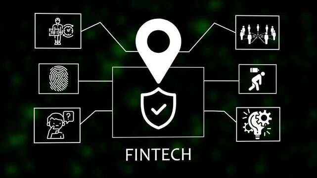Fin tech Financial technology digital, new business concept tee icon, Business, Technology, Internet and network concept. Abstract technology symbols on a green background.